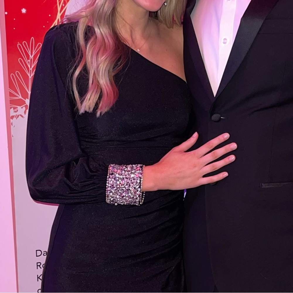 Sherri Hill One sleeve black dress